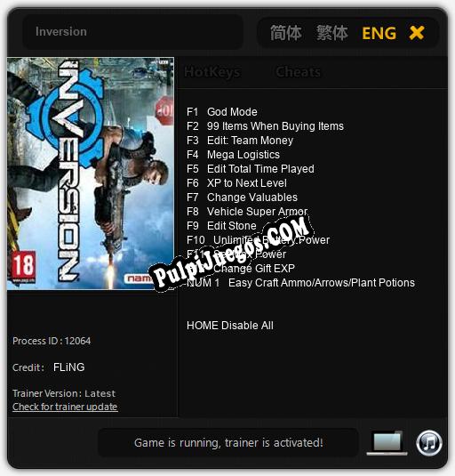 Inversion: Cheats, Trainer +13 [FLiNG]