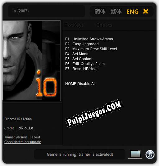 Io (2007): Cheats, Trainer +7 [dR.oLLe]