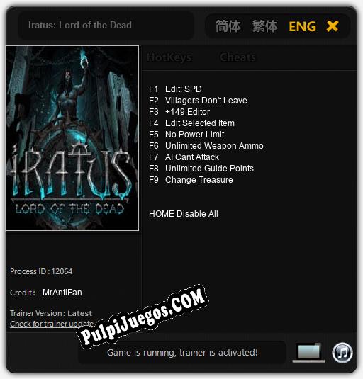 Iratus: Lord of the Dead: Trainer +9 [v1.9]