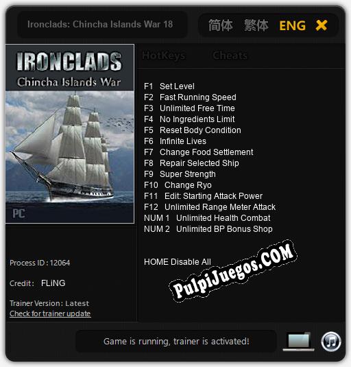 Ironclads: Chincha Islands War 1866: Trainer +14 [v1.6]