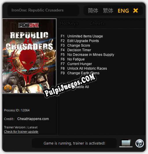 IronOne: Republic Crusaders: Trainer +9 [v1.6]