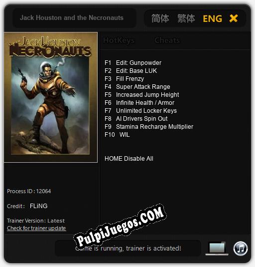 Jack Houston and the Necronauts: Cheats, Trainer +10 [FLiNG]