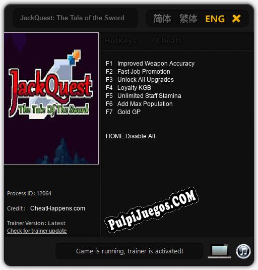 Entrenador liberado a JackQuest: The Tale of the Sword [v1.0.1]