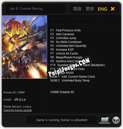 Entrenador liberado a Jak X: Combat Racing [v1.0.8]