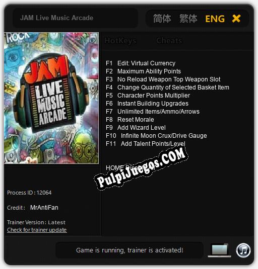 JAM Live Music Arcade: Cheats, Trainer +11 [MrAntiFan]