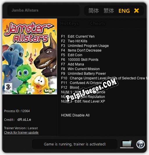 Jamba Allstars: Cheats, Trainer +15 [dR.oLLe]