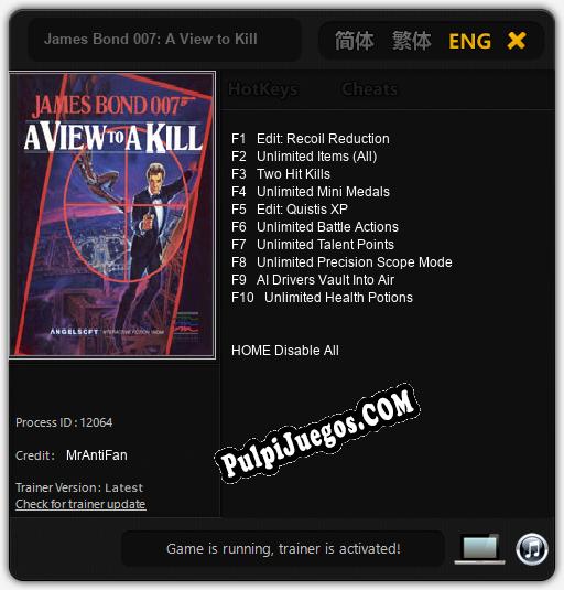 James Bond 007: A View to Kill: Cheats, Trainer +10 [MrAntiFan]