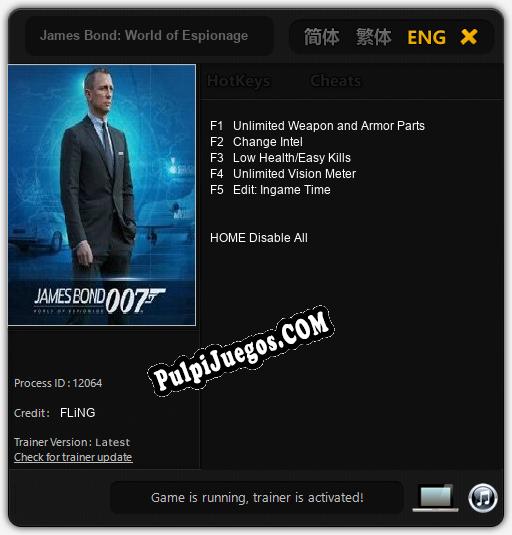 James Bond: World of Espionage: Trainer +5 [v1.4]