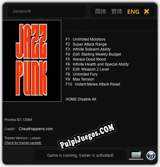 Jazzpunk: Cheats, Trainer +10 [CheatHappens.com]