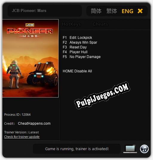 JCB Pioneer: Mars: Treinador (V1.0.26)