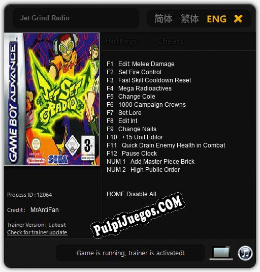 Jet Grind Radio: Treinador (V1.0.1)