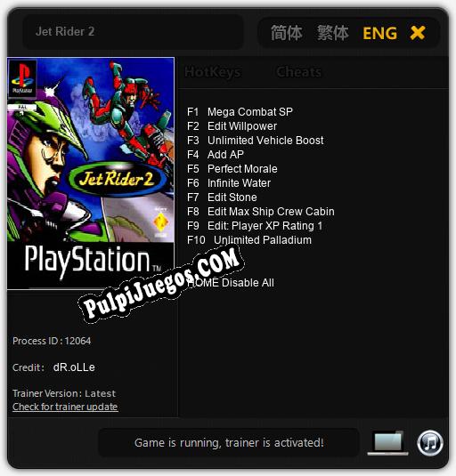 Jet Rider 2: Trainer +10 [v1.5]