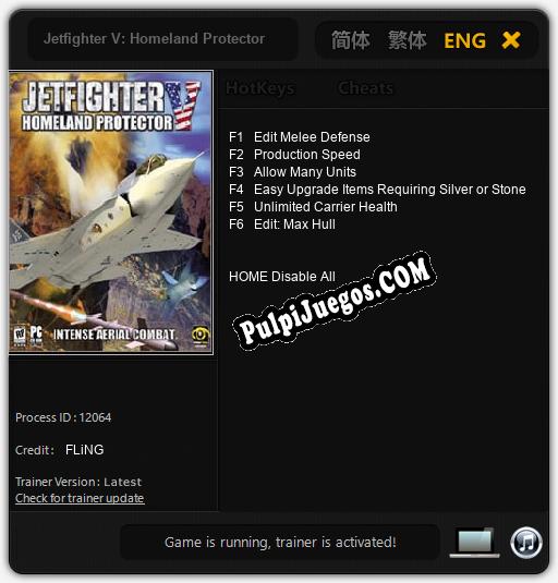 Jetfighter V: Homeland Protector: Cheats, Trainer +6 [FLiNG]