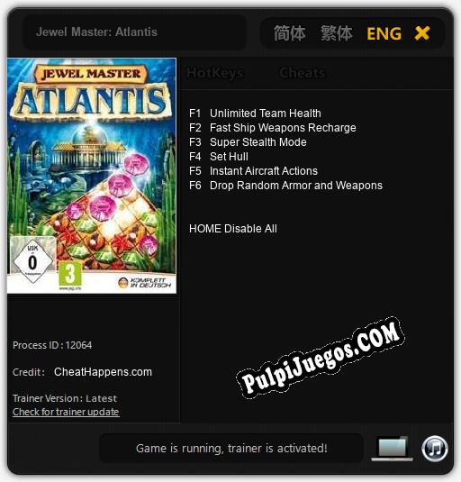 Entrenador liberado a Jewel Master: Atlantis [v1.0.2]