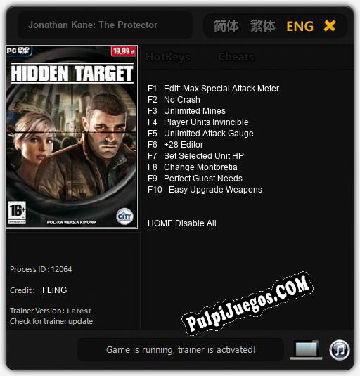 Entrenador liberado a Jonathan Kane: The Protector [v1.0.8]