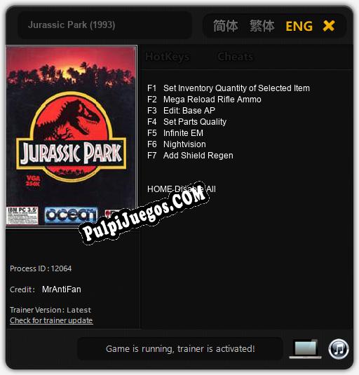 Jurassic Park (1993): Trainer +7 [v1.4]