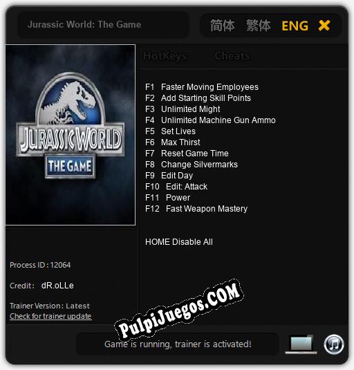 Jurassic World: The Game: Cheats, Trainer +12 [dR.oLLe]