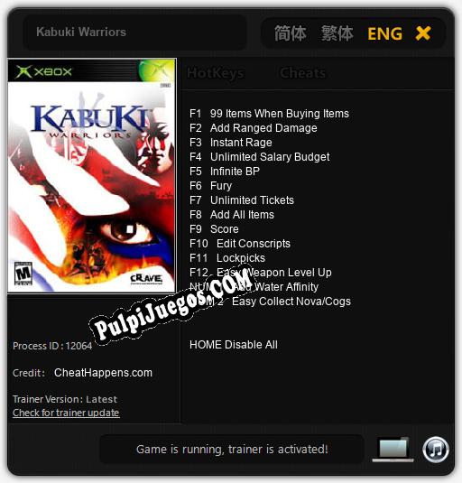 Kabuki Warriors: Treinador (V1.0.43)