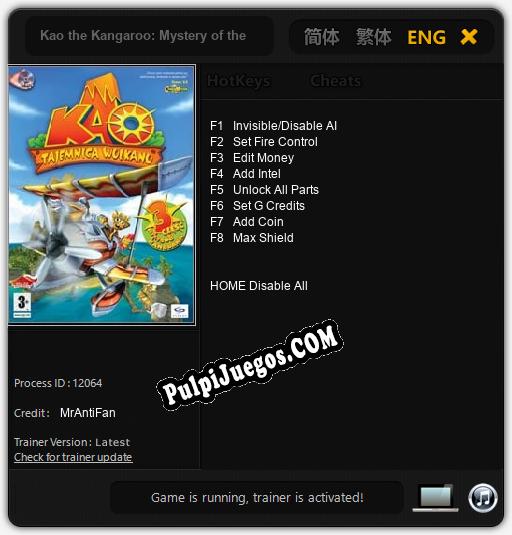 Kao the Kangaroo: Mystery of the Volcano: Trainer +8 [v1.2]