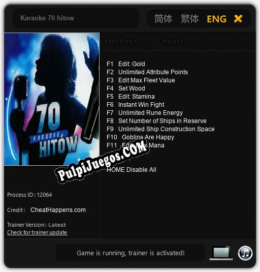 Karaoke 70 hitow: Trainer +11 [v1.4]