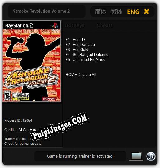 Karaoke Revolution Volume 2: Cheats, Trainer +5 [MrAntiFan]