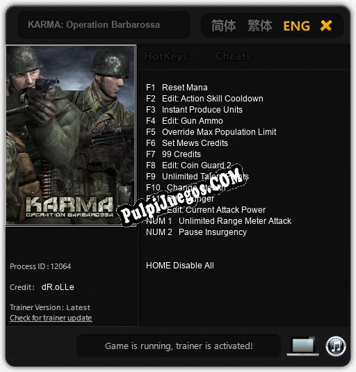 KARMA: Operation Barbarossa: Cheats, Trainer +14 [dR.oLLe]