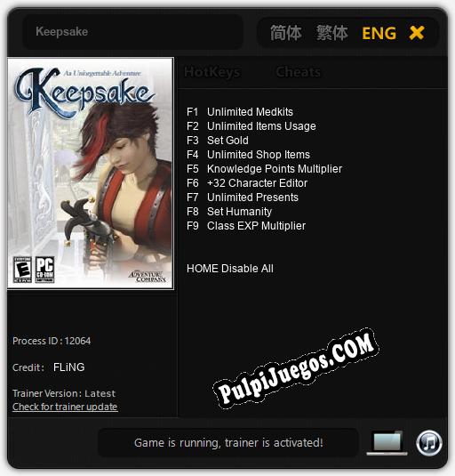 Keepsake: Cheats, Trainer +9 [FLiNG]