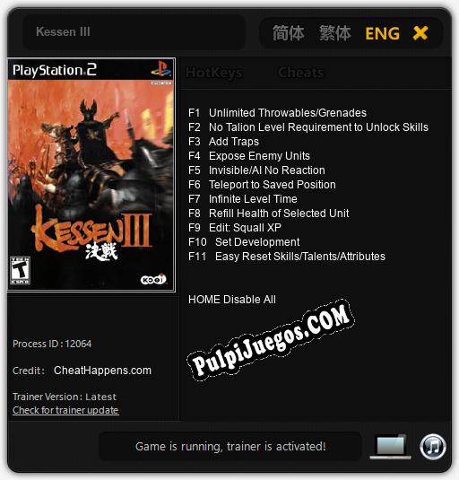 Entrenador liberado a Kessen III [v1.0.8]