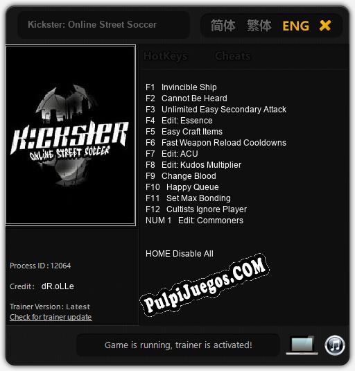 Kickster: Online Street Soccer: Trainer +13 [v1.1]