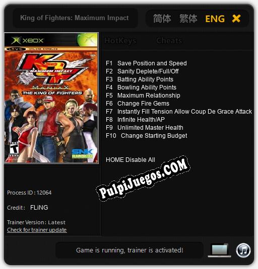 Entrenador liberado a King of Fighters: Maximum Impact Maniax [v1.0.2]