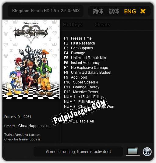 Kingdom Hearts HD 1.5 + 2.5 ReMIX: Trainer +15 [v1.6]