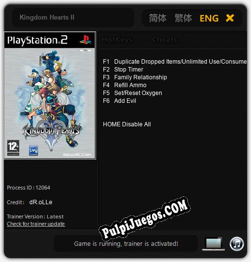 Kingdom Hearts II: Cheats, Trainer +6 [dR.oLLe]