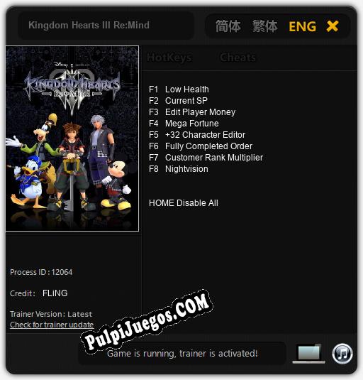 Entrenador liberado a Kingdom Hearts III Re:Mind [v1.0.9]