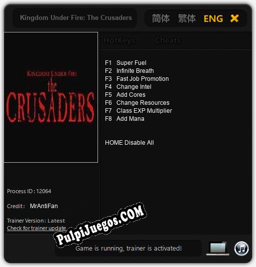 Entrenador liberado a Kingdom Under Fire: The Crusaders [v1.0.7]