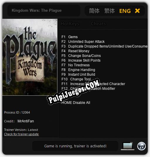 Kingdom Wars: The Plague: Treinador (V1.0.57)