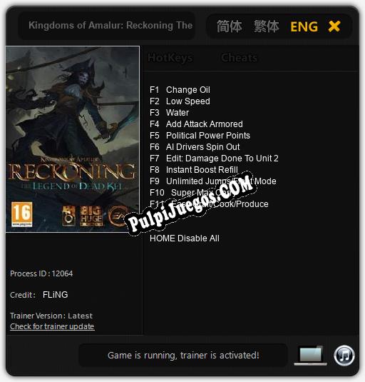 Kingdoms of Amalur: Reckoning The Legend of Dead Kel: Treinador (V1.0.86)