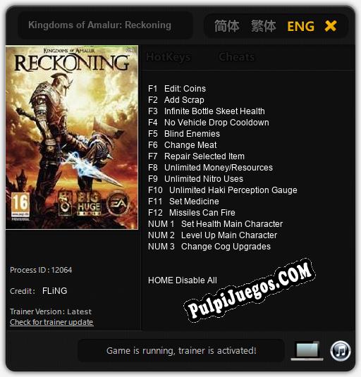 Kingdoms of Amalur: Reckoning: Treinador (V1.0.56)