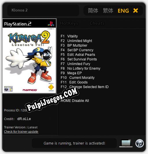 Entrenador liberado a Klonoa 2 [v1.0.1]