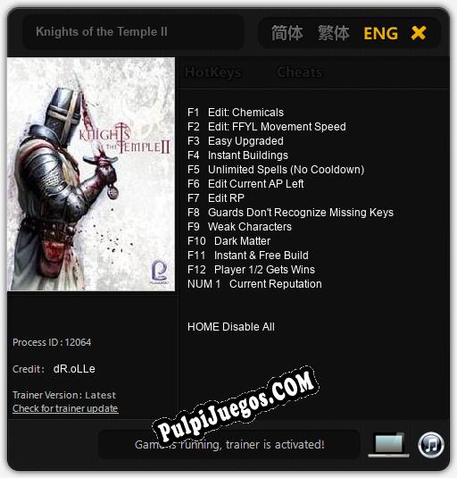 Entrenador liberado a Knights of the Temple II [v1.0.3]