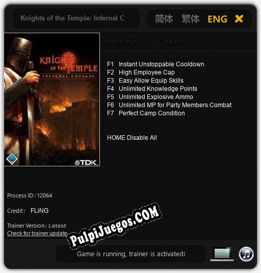 Knights of the Temple: Infernal Crusade: Treinador (V1.0.28)