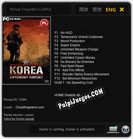 Korea: Forgotten Conflict: Treinador (V1.0.68)