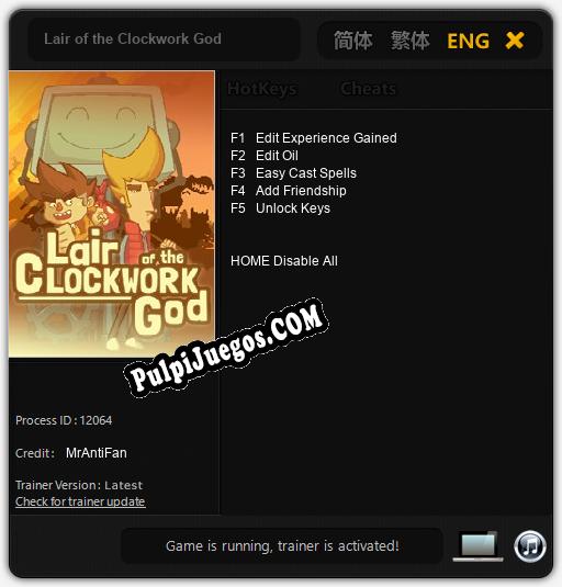 Lair of the Clockwork God: Cheats, Trainer +5 [MrAntiFan]