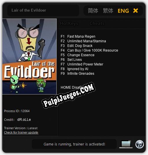 Lair of the Evildoer: Treinador (V1.0.42)