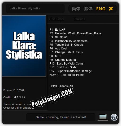 Lalka Klara: Stylistka: Treinador (V1.0.19)