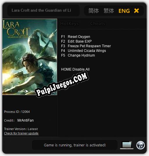 Entrenador liberado a Lara Croft and the Guardian of Light [v1.0.5]