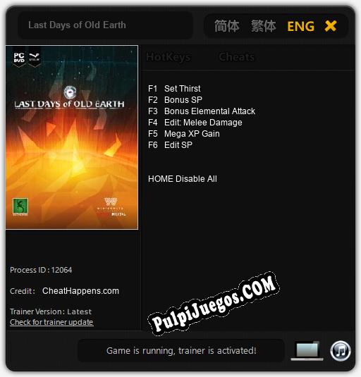 Entrenador liberado a Last Days of Old Earth [v1.0.9]