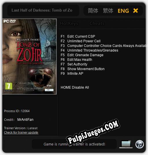 Last Half of Darkness: Tomb of Zojir: Cheats, Trainer +9 [MrAntiFan]