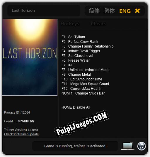 Last Horizon: Trainer +13 [v1.5]