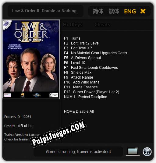 Law & Order II: Double or Nothing: Cheats, Trainer +13 [dR.oLLe]