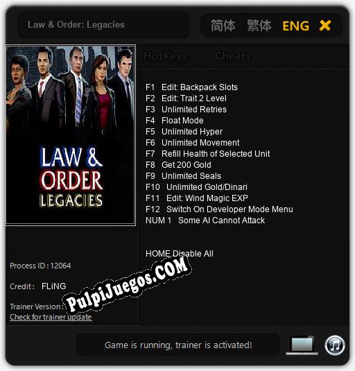 Entrenador liberado a Law & Order: Legacies [v1.0.9]